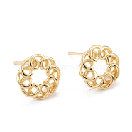 Brass Stud Earring Findings, Long-Lasting Plated, Flat Round, Real 18K Gold Plated, 9mm, Hole: 1mm, Pin: 0.8mm(KK-K251-25G)