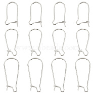Elite 12Pcs 3 Style 925 Sterling Silver Hoop Earrings, Kidney Ear Wire, Silver, 18.5~25x9.5~11mm, Pin: 0.6~0.7mm, 4Pcs/style(STER-PH0001-32)