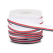20 Yards Polyester Ribbon, Single Edge with Stripe, Piping Strips for Home Textile Decoration, Red, 3/8 inch(10mm)(OCOR-BC0005-59A)