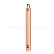 201 Stainless Steel Pendant Rhinestone Settings, For Pointed Back Rhinestone, Rectangle, Rose Gold, Fit for 1.5mm Rhinestone, 32x3x1.5mm, Hole: 3mm(STAS-S105-T607D-3-3)