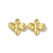 304 Stainless Steel Charms, Bees Charm, Real 18K Gold Plated, 11x11x2mm, Hole: 1.2mm(STAS-Q322-17G)