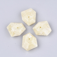 Acrylic Beads, Imitation Gemstone Style, Faceted, Polygon, Lemon Chiffon, 40.5x32x16.5mm, Hole: 2.5mm(X-OACR-T011-167E)