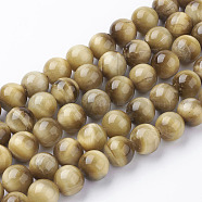 Natural Gold Tiger Eye Beads Strands, Grade A, Round, 10mm, Hole: 1mm, about 19pcs/strand, 7.5 inch(G-C076-10mm-1AA)