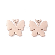 304 Stainless Steel Pendants, Butterfly, Rose Gold, 11x12x0.8mm, Hole: 1mm(STAS-E159-01RG)