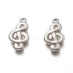 201 Stainless Steel Pendants, Musical Note, Stainless Steel Color, 17.5x10x2mm, Hole: 1.2mm(STAS-H125-10P)