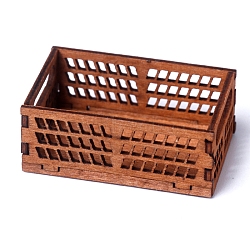 Wood Basket Mini Model, Micro Landscape Dollhouse Accessories, Pretending Prop Decorations, Chocolate, 43.7x27.2x17.8mm(PW-WGA80E2-01)