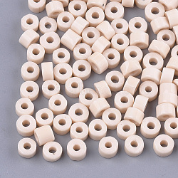 Glass Bugle Beads, Opaque Colours, Round Hole, PeachPuff, 3~4x6.5~7mm, Hole: 2.5mm, about 1000pcs/bag(SEED-S024-01A-04)