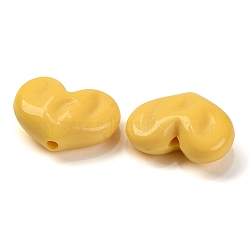 Opaque Acrylic Beads, Heart, Yellow, 18x24x10mm, Hole: 2.5mm(OACR-Z013-33C)