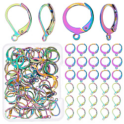 60Pcs 2 Style 304 Stainless Steel Leverback Earring Findings, Ear Wire with Loop, Rainbow Color, 15~16x10.5~13x2mm, Hole: 1.4~1.5mm, Pin: 0.7~0.8mm, 30pcs/style(STAS-CN0001-17)