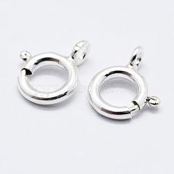 925 Sterling Silver Spring Ring Clasps, Ring, with 925 Stamp, Silver, 7x6x1mm, Hole: 1.5mm(STER-K167-076A-S)