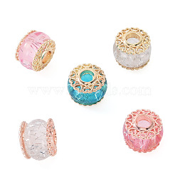 5Pcs 5 Colors Rack Plating Alloy European Beads, with Resin and Sequins, Large Hole Beads, Cadmium Free & Lead Free, Rondelle, Mixed Color, 13.5x11mm, Hole: 4.5mm, 1pc/color (MPDL-TADJ0001-03)