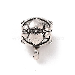 Tibetan Style Alloy Tube Bails, Loop Bails, Hanger Links, Oval with Heart, Antique Silver, 15x11x10.5mm, Hole: 1.8mm, Inner Diameter: 5mm, 142Pcs/500g(PALLOY-P293-186)