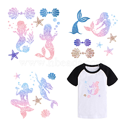 PET Heat Transfer Film Logo Stickers, for DIY T-Shirt, Bags, Hats, Jackets, Mermaid Pattern, 230x230mm(DIY-WH0230-019)