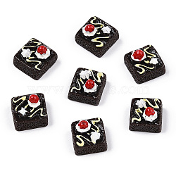 Square Cake Resin Decoden Cabochons, Imitation Food, Coconut Brown, 12.5x12.5x10.5mm(CRES-R183-21B)