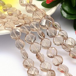 Faceted Flat Round Imitation Austrian Crystal Bead Strands, Grade AAA, PapayaWhip, 10x5mm, Hole: 0.9~1mm, about 40pcs/strand, 15.7 inch(G-M193-10mm-29A)