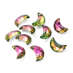 Electroplate Transparent Glass Pendants, Back Plated, Faceted, Crescent Moon Charms, Pearl Pink, 20x13x6mm, Hole: 1.2mm.(GLAA-A008-10D)