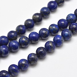 Natural Lapis Lazuli Round Bead Strands, 8mm, Hole: 1mm, about 48pcs/strand, 15.5 inch(X-G-E262-01-8mm)