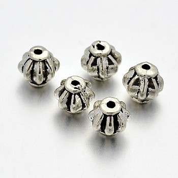 Tibetan Style Alloy Lantern Beads, Lead Free & Cadmium Free & Nickel Free, Antique Silver, 6x6mm, Hole: 1mm