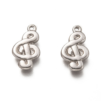 201 Stainless Steel Pendants, Musical Note, Stainless Steel Color, 17.5x10x2mm, Hole: 1.2mm