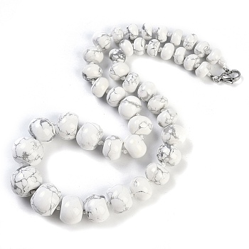 Natural Howlite Rondelle Graduated Beaded Necklaces for Women Men, 19.49 inch(49.5cm)