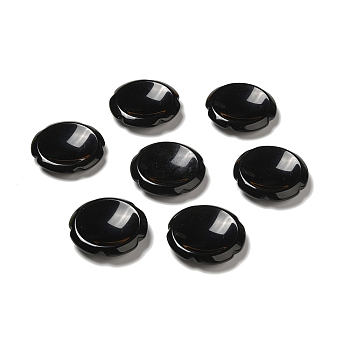 Natural Obsidian Worry Stones, Flower Shape, 37.5~38x38x7~7.5mm
