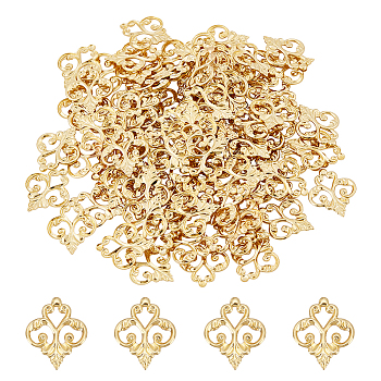 100Pcs 201 Stainless Steel Filigree Joiners Links, Flower, Golden, 15.5x13x1mm, Hole: 3x3.5mm