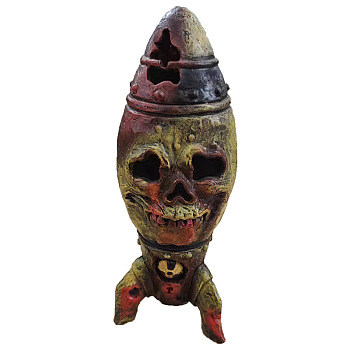 Resin Skull Bomb Ornament, for Halloween Garden Home Decoration, Colorful, 70x70x160mm