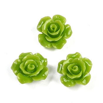 Synthetic Coral Carved Beads, Dyed, Flower, Yellow Green, 12x7mm, Hole: 1.3mm