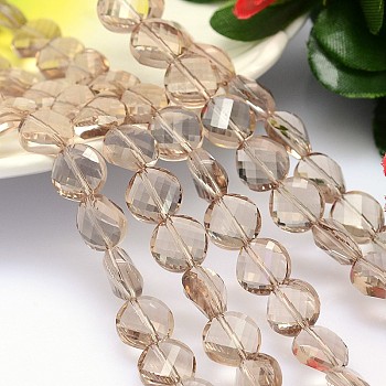 Faceted Flat Round Imitation Austrian Crystal Bead Strands, Grade AAA, PapayaWhip, 10x5mm, Hole: 0.9~1mm, about 40pcs/strand, 15.7 inch