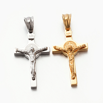 Easter Theme Hot Unisex 201 Stainless Steel Crucifix Cross Pendants, Mixed Color, 30x17x6mm, Hole: 5x5.5mm