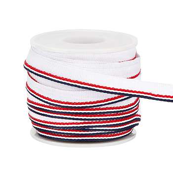 20 Yards Polyester Ribbon, Single Edge with Stripe, Piping Strips for Home Textile Decoration, Red, 3/8 inch(10mm)