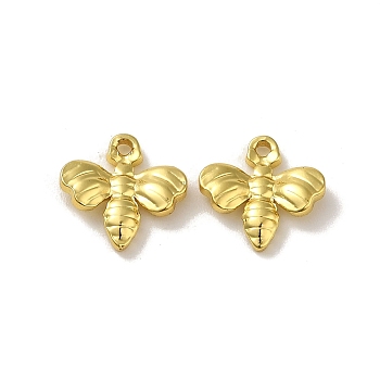 304 Stainless Steel Charms, Bees Charm, Real 18K Gold Plated, 11x11x2mm, Hole: 1.2mm