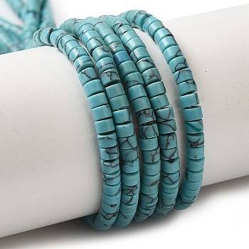 Synthetic Turquoise Beads Strands, Disc, Heishi Beads, 3.3x2.5mm, Hole: 0.9mm, about 153pcs/strand, 14.96''(38cm)