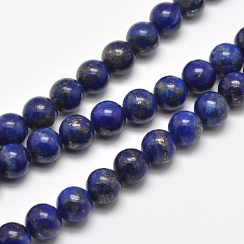 Natural Lapis Lazuli Round Bead Strands, 8mm, Hole: 1mm, about 48pcs/strand, 15.5 inch