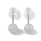 Anti-Tarnish Rhodium Plated 999 Sterling Silver Texture Round Stud Earrings for Women(EJEW-S215-08P)-2