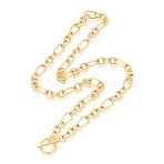Unisex Ion Plating(IP) 304 Stainless Steel Figaro Chain Necklaces, with Toggle Clasps, Golden, 20.47 inch(52cm), link: 12.5x7x1.5mm and 8.5x6.5x1.5mm.(NJEW-H215-03G)