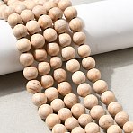 Natural Wood Beads Strands,  Round, PapayaWhip, 6mm, about 68pcs/strand, 15.75''(40cm)(WOOD-B011-01A-6mm)