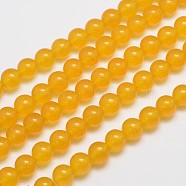Natural & Dyed Malaysia Jade Bead Strands, Imitation Yellow Aventurine, Round, Gold, 8mm, Hole: 1.0mm, about 48pcs/strand, 15 inch(X-G-A146-8mm-A03)