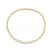 Micro Pave Cubic Zirconia Bib Necklaces, Rack Plating Heart Brass Necklaces for Women, Long-Lasting Plated, Cadmium Free & Lead Free, Real 18K Gold Plated, 14.21 inch(36.1cm)(NJEW-F301-01G)