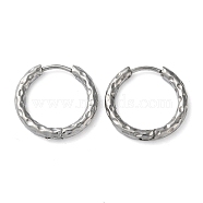 304 Stainless Steel Huggie Hoop Earrings, Stainless Steel Color, 18x19x2.5mm(EJEW-H111-02D-P)