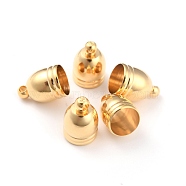 Brass Cord End Cap for Jewelry Making, Long-Lasting Plated, Column, Real 24K Gold Plated, 13x9mm, Hole: 1.8mm, Inner Diameter: 8mm(KK-O139-14D-G)
