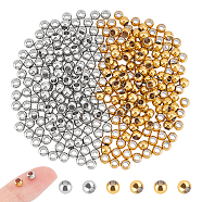 300Pcs 2 Colors 201 Stainless Steel Beads, Round, Mixed Color, 4x3mm, Hole: 2mm, 150pcs/color(STAS-UN0048-86)