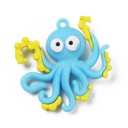 PVC Plastic Pendants, Octopus, Light Sky Blue, 48x49x13mm, Hole: 3mm(KY-D016-19)