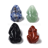 Natural Mix Gemstone Frog Healing  Figurines, Reiki Energy Stone Display Decorations, for Home Feng Shui Ornament, 26~30x17~20x10~10.5mm(DJEW-Z005-03)