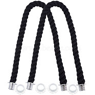 Practical Twisted Cotton Rope Bag Handle, with Plastic Twist-off End Cap, for Rubber Bag EVA Bag Tote Accessories, Black, Handle: 64x3.05cm, 2pcs/set(FIND-WH0116-34B)