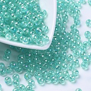 Eco-Friendly Transparent Acrylic Beads, Round, AB Color, Medium Turquoise, 6mm, Hole: 1.5mm, about 4000pcs/500g(PL733-9)
