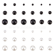 ANATTASOUL 18 Pairs 18 Style ABS Plastic Imitation Pearl Stud Earrings for Women, Black, 3~15.5mm, Pin: 0.6mm, 1 Pair/style(EJEW-AN0002-70)