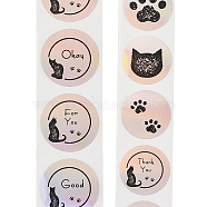 Self-Adhesive Paper Gift Tag Stickers, for Party, Decorative Presents, Cat Shape, 25mm 500pcs/roll(DIY-R084-04)