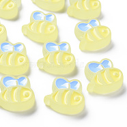 Transparent Acrylic Beads, with Enamel, Frosted, Bee, Light Goldenrod Yellow, 23.5x26x9mm, Hole: 3mm(MACR-S374-06B-01)
