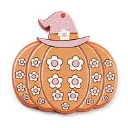 Halloween Printed Acrylic Pendants, Pumpkin, 38x37.5x2mm, Hole: 1.5mm(MACR-M048-03A)